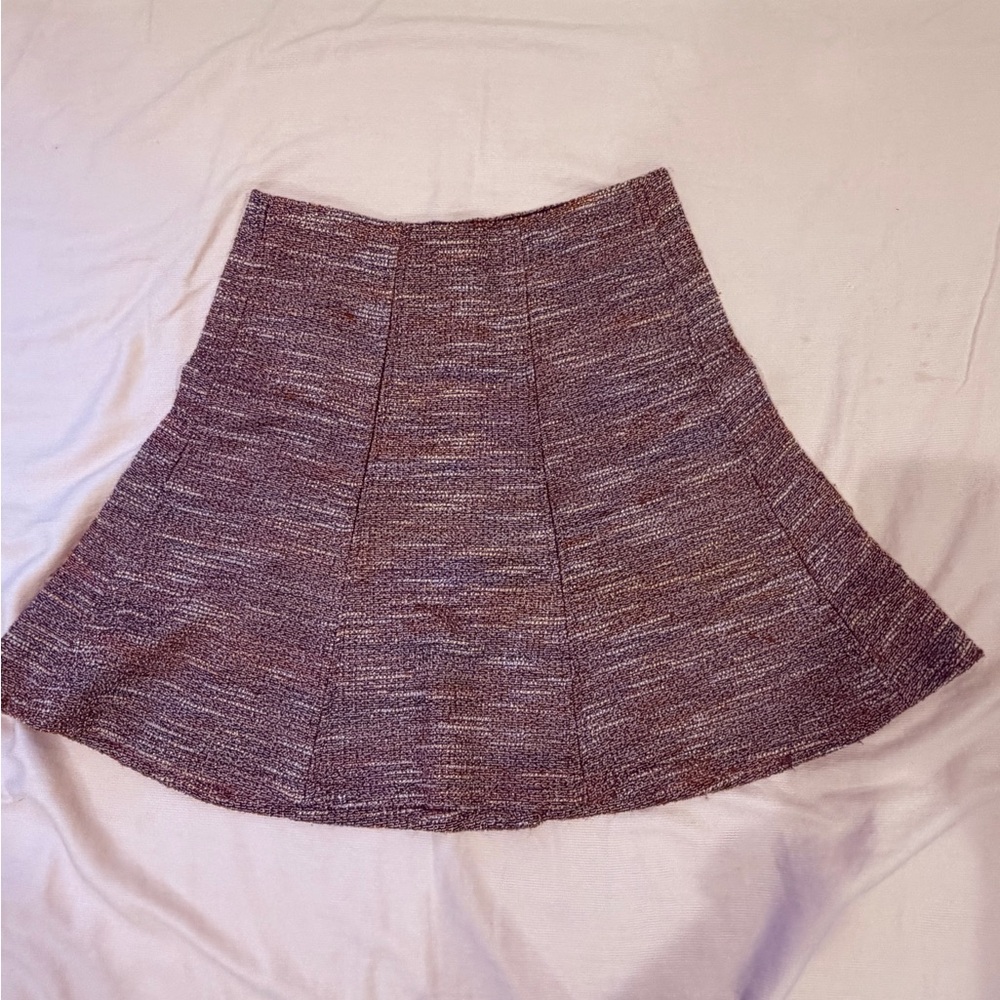 LOFT Textured Metallic Brown A-Line Skirt